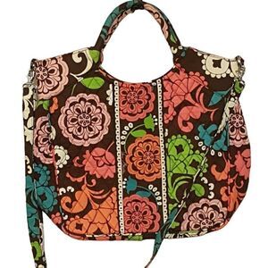 Vera Bradley Crossbody Purse Lola Handbag Brown Pink Green Blue Retired 2013